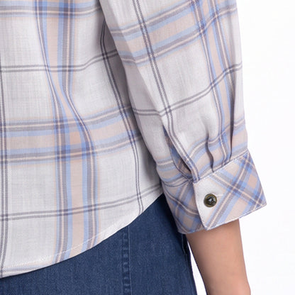 Triset Casual Blouse Wanita Kotak Kotak Lengan Panjang | Boxy Fit | TR3105770