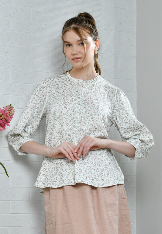 Triset Ladies Blouse Wanita Floral Lengan Tujuh Perdelapan | Reguler Fit | LR5000378