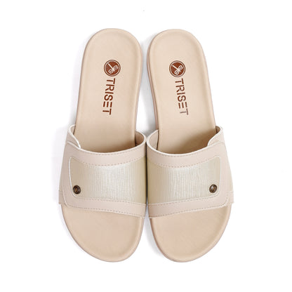 Triset Sandal Wanita | Comfort Leather | Look Slide | Flat | TF6100303