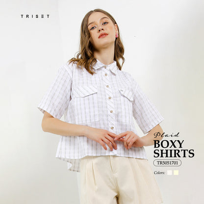 Triset Casual Pakaian Wanita LEA CROP OVERSIZE BLOUSE - TR5051701
