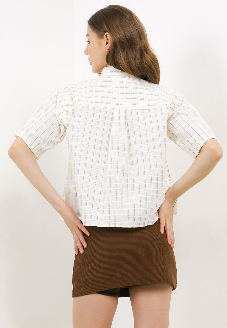 Triset Casual Pakaian Wanita LEA CROP OVERSIZE BLOUSE - TR5051701