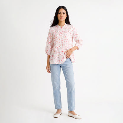 Triset Ladies Pakaian Wanita Blouse Floral Lengan 3/4 | Medium Crop | LR3052778