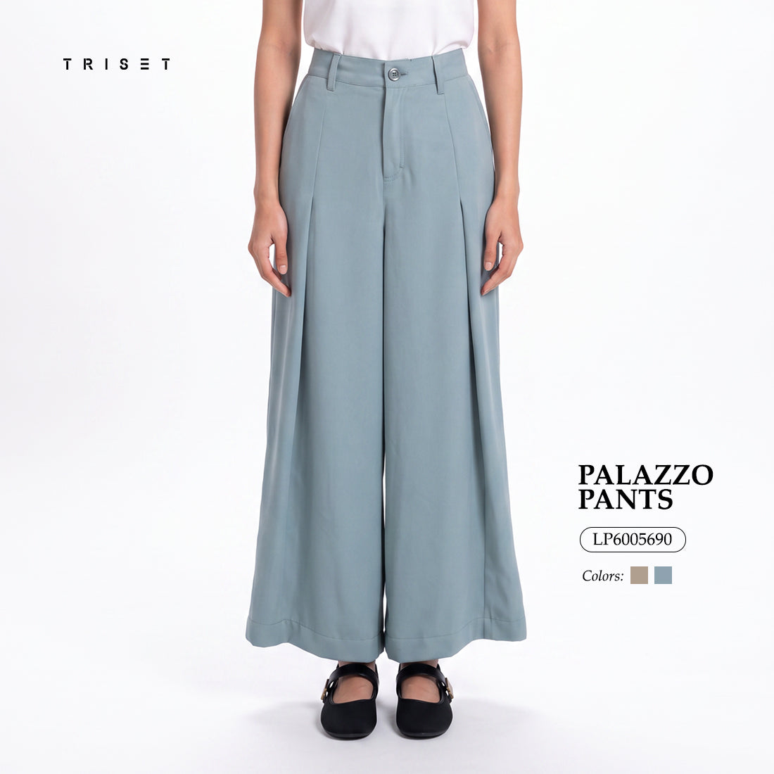 Triset Ladies Celana Panjang Wanita Palazzo Pants High Waist | Relaxed Fit | LP6005690