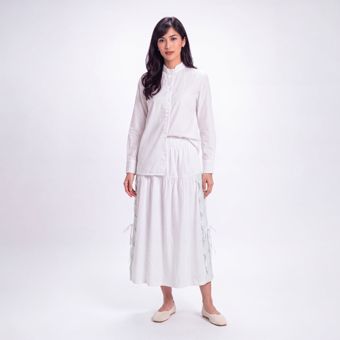 Triset Rok Maxi Wanita Tiered Bordir Tali Pita A Line | Reguler Fit | TN301439A