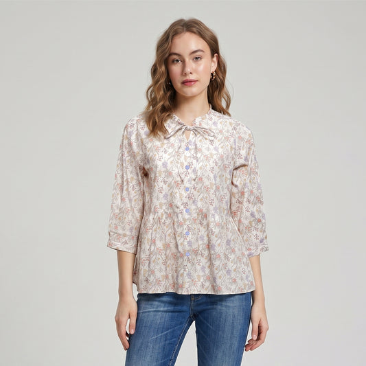 Triset Ladies Blouse Floral Wanita Lengan Tiga Perempat | Reguler Fit | LR3052678