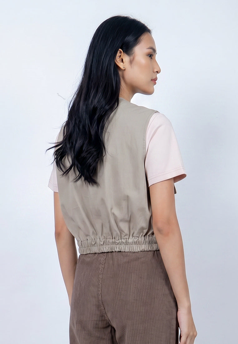 Triset Casual Cargo Vest Rompi Outer Wanita | Cropped Fitted | TJ6000850