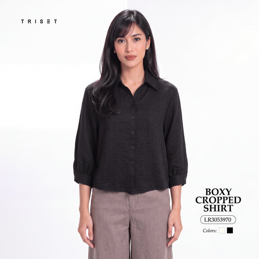 Triset Ladies Blouse Wanita Semi Crop Lengan Tujuh Perdelapan | Boxy Fit | LR3053970