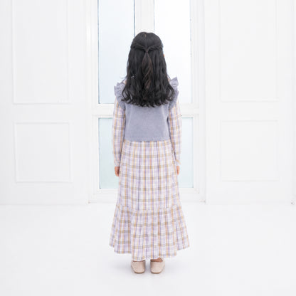 OXA Kids Alexa Maxi Dress Pakaian Anak Kotak Kotak Lengan Panjang | Reguler Fit | OD3104301