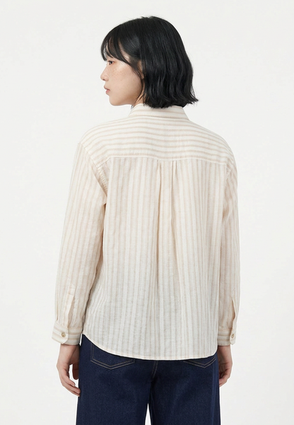TRISET Blouse Wanita Lengan Panjang Striped | Loose Fit | Casual | TR3104771