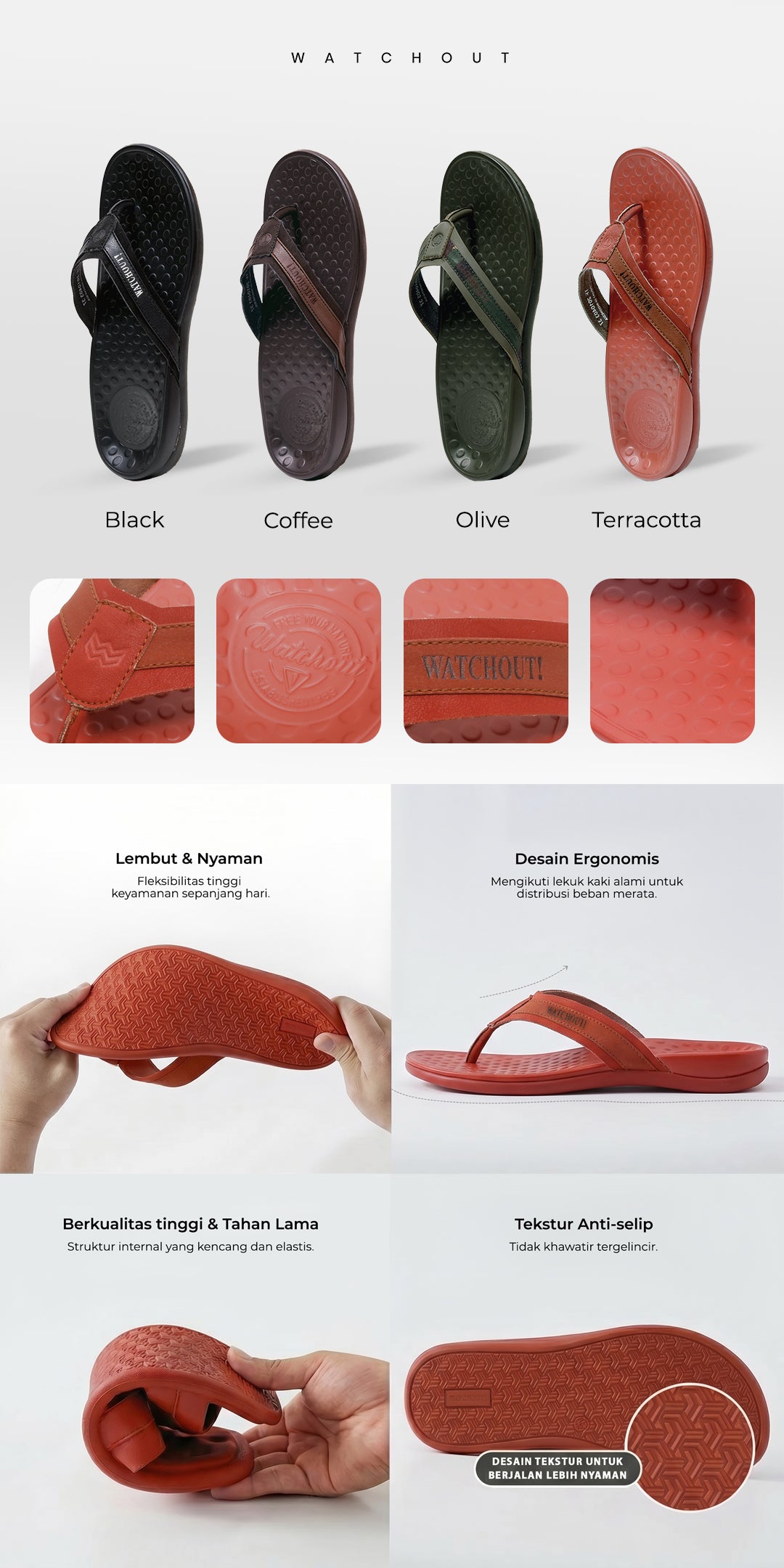 Watchout Sandal Pria Jepit | Thongs | Casual | Size 39 - 44 | WY1016503