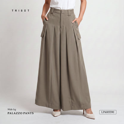 Triset Ladies High Rise pleated Palazzo pants | Celana Wanita Lurus Besar | LP6005590