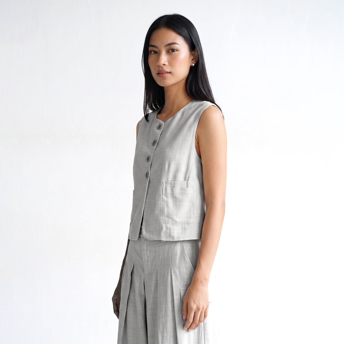 Triset Casual Rompi Outer Wanita Semi Crop Tanpa Lengan | Reguler Fit | TJ6001151