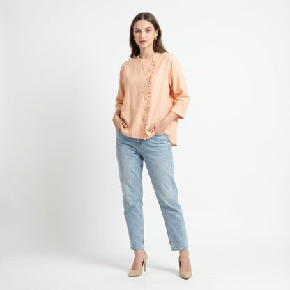 Triset Ladies Blouse Wanita Asimetris Lengan Tiga Perempat Ruffle | Reguler Fit | LR3051690