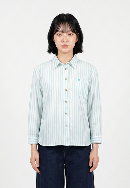 TRISET Blouse Wanita Lengan Panjang Striped | Loose Fit | Casual | TR3104771
