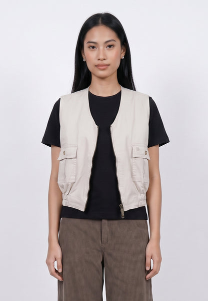 Triset Casual Cargo Vest Rompi Outer Wanita | Cropped Fitted | TJ6000850