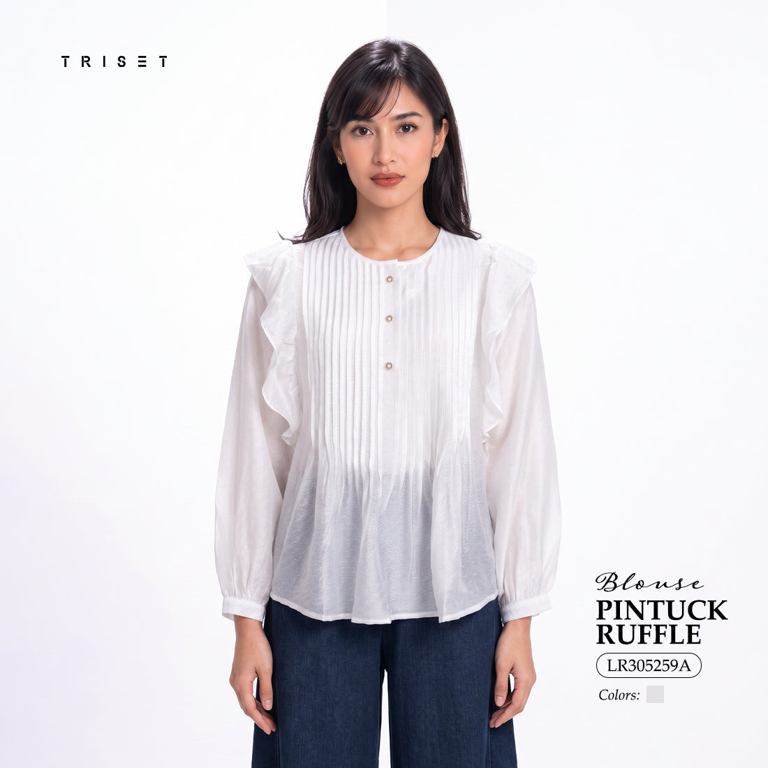 Triset Ladies Blouse Wanita Ruffle Lengan Panjang | Reguler Fit | LR305259A