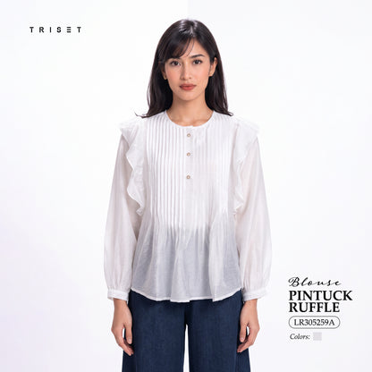 Triset Ladies Blouse Wanita Ruffle Lengan Panjang | Reguler Fit | LR305259A