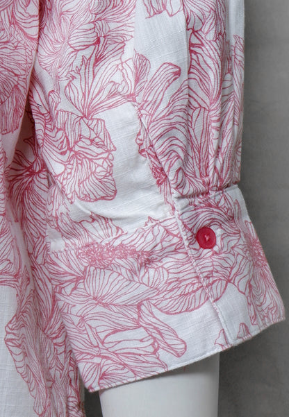 Triset Ladies Blouse Wanita Lengan Tiga Perempat Floral Asimetris | Oversize Fit | LR3052278