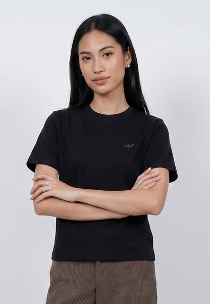 Triset Casual Kaos Wanita Lengan Pendek Bordir Capung | Boxy Crop | TK5034890