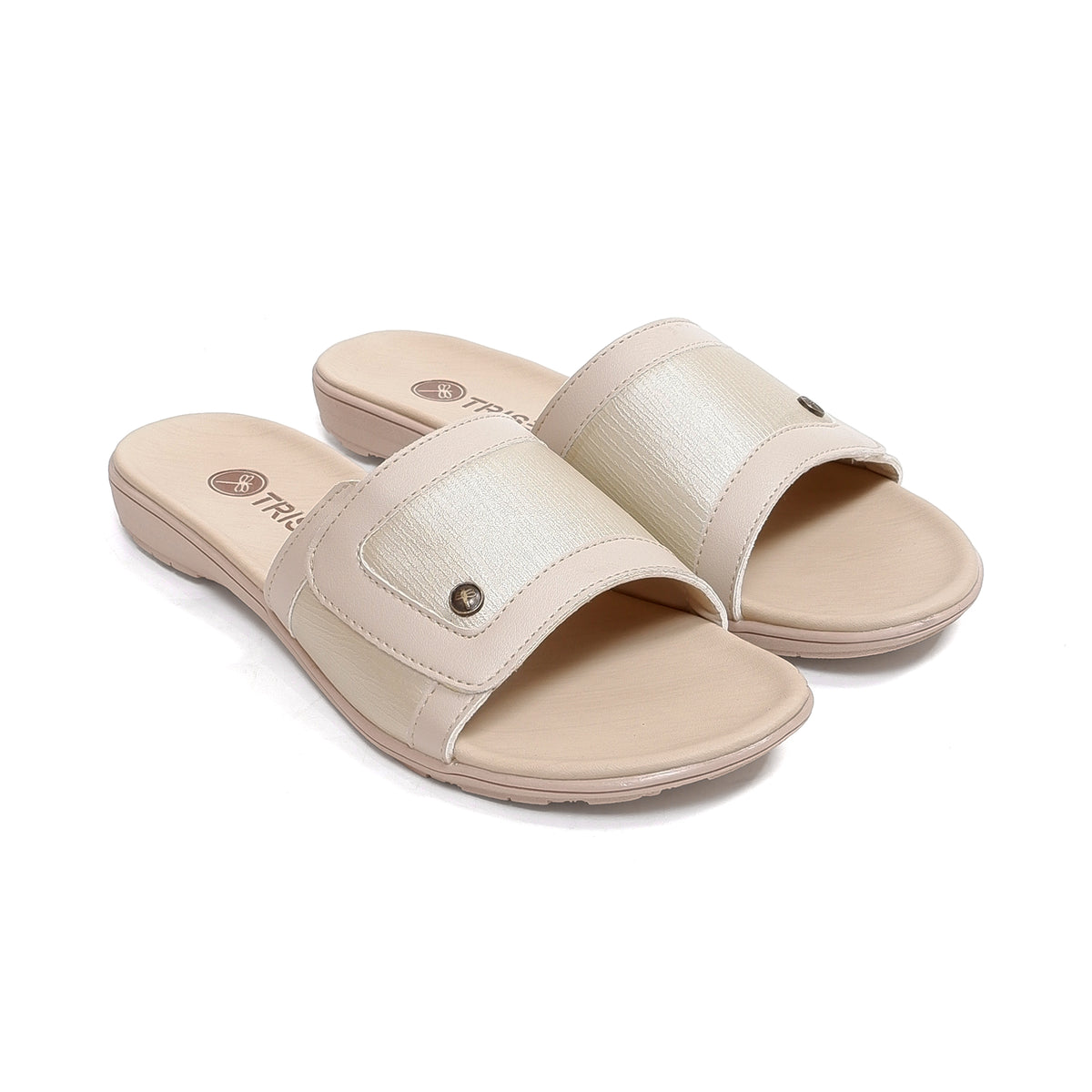 Triset Sandal Wanita | Comfort Leather | Look Slide | Flat | TF6100303