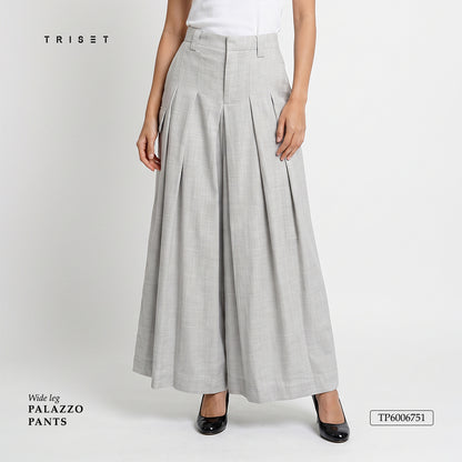 Triset Casual Celana Panjang Wanita Wide Leg Palazzo High Waist | Relaxed Fit | TP6006751