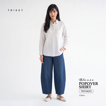 Triset Casual Blouse Wanita Striped Lengan Panjang | Relaxed Fit | TR3106991