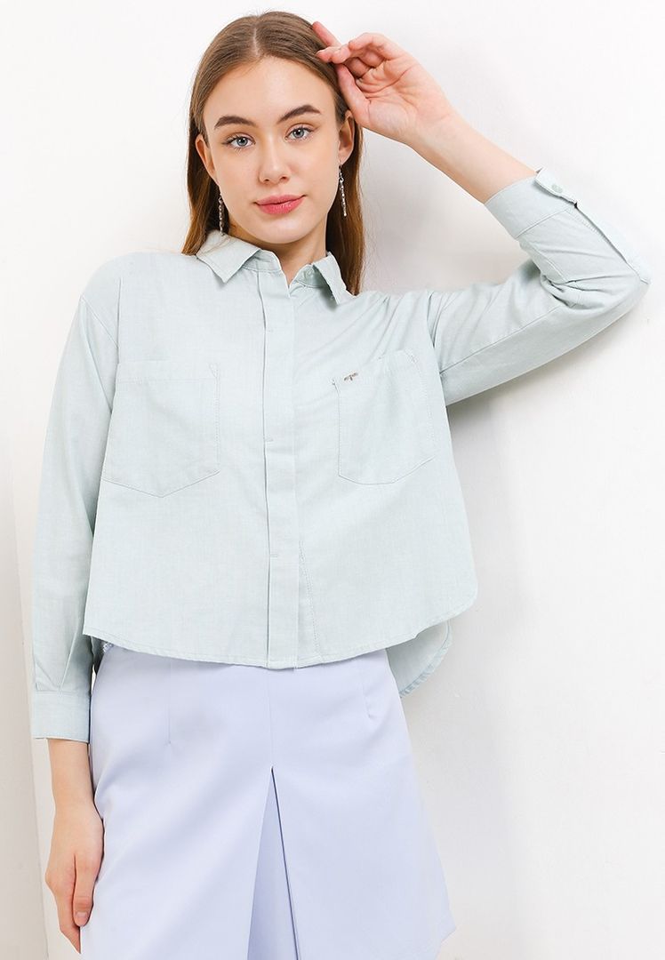 TRISET CASUAL LEA CROP OVERSIZE BLOUSE - TR3092500