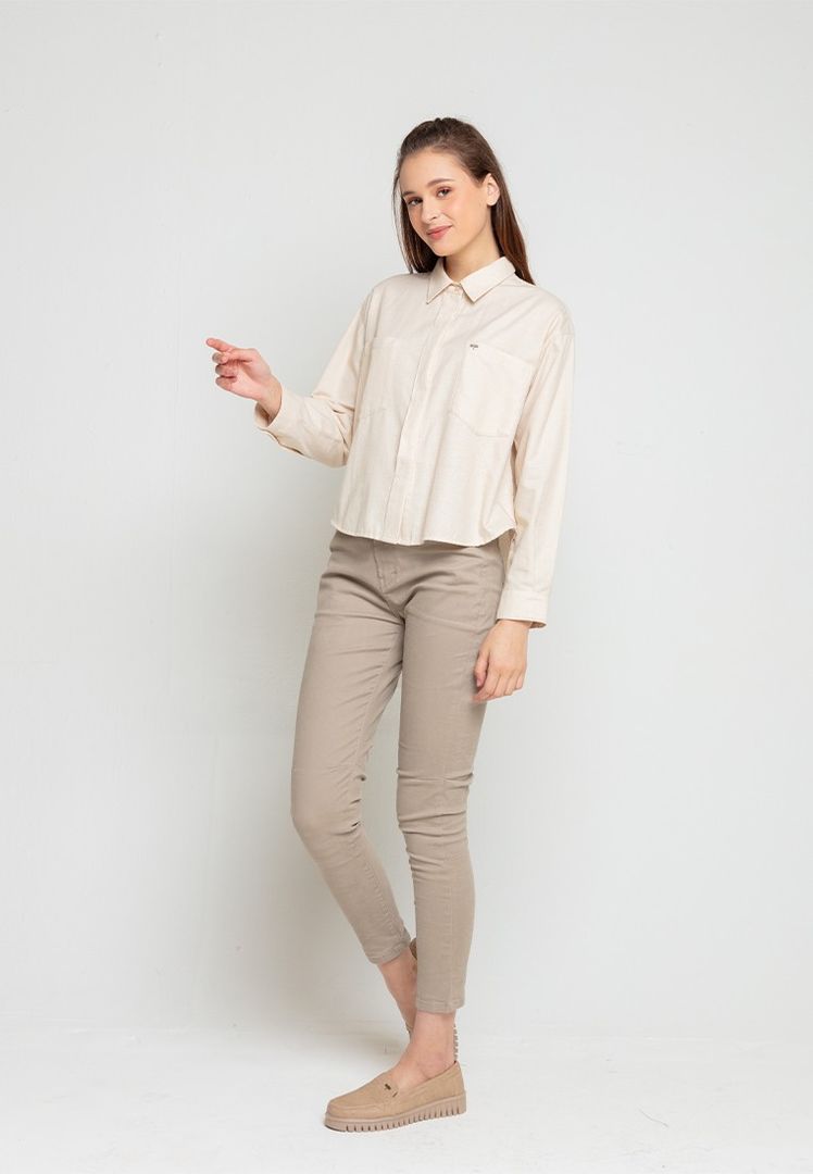 Triset Casual Pakaian Wanita LEA CROP OVERSIZE BLOUSE - TR3092500