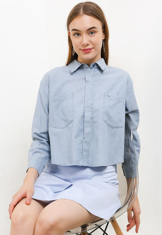 Triset Casual Pakaian Wanita LEA CROP OVERSIZE BLOUSE - TR3092500